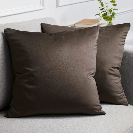 Brown Velvet Square Cushion Cover Without Filling