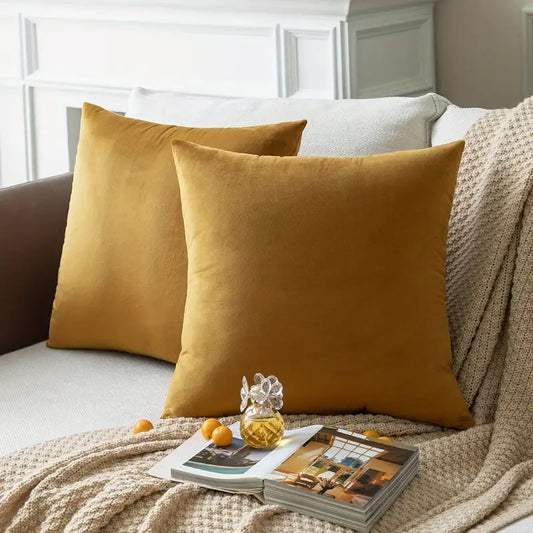 Golden Velvet Square Cushion Cover Without Filling