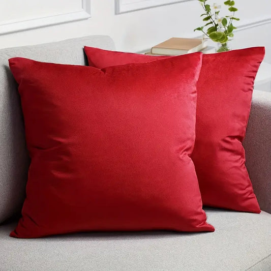 Red Velvet Square Cushion Cover Without Filling