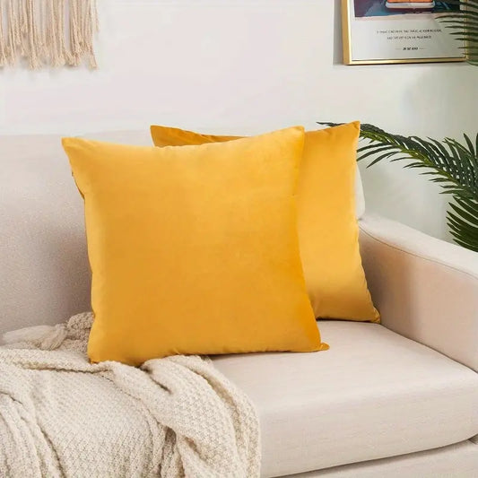 Yellow Velvet Square Cushion Cover Without Filling
